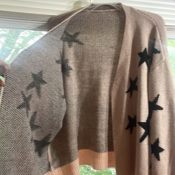 💖 Star pattern drop shoulder open front cardigan size 16 (2XL) baby pink 💖 - Picture 3 of 6